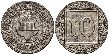 Мюнстер 10 пфеннигов 1918 Funck 350.3A железо 4602-244