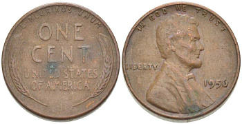 США 1 ЦЕНТ 1956 ЛИНКОЛЬН KM А132 медь цинк 218-653