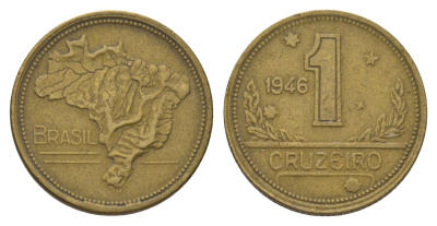 Бразилия 1 крузейро 1946 KM 558 алюминиевая бронза 4626-122