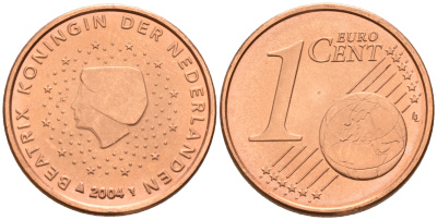 Нидерланды 1 евроцент 2004  КМ 234 сталь плакированная медью UNC   4160-1141
