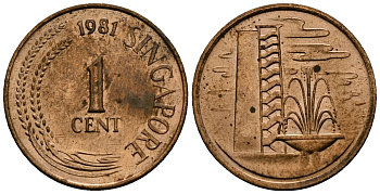 Сингапур 1 цент 1981 KM 1a сталь плакированная медью 4136-953
