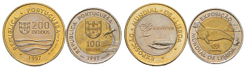 Португалия набор из 2 монет (100 и 200 эскудо) 1997 Лиссабон ЭКСПО, 1998 KM 693 и 694 биметалл UNC 4626-341-342