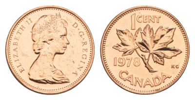 Канада 1 цент 1978 Елизавета II (1952-2022), кленовый лист KM 59.1 бронза PROOF-LIKE (BU) 4630-926