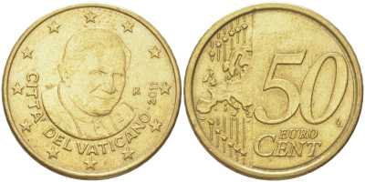 Ватикан 50 евроцентов 2011 KM 387 нордик 4122-1225