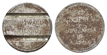 Италия, Перуджи жетон для прохода в университет оперы диаметр 24 мм, вес 6 гр нержавеющая сталь 4670-721