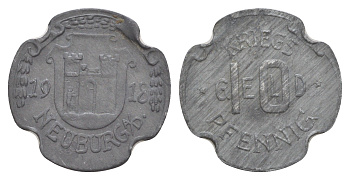 Нойбург-на-Дунае 10 пфеннигов 1918 Funck 361.3, Men22.2 22990.2 цинк 4636-749