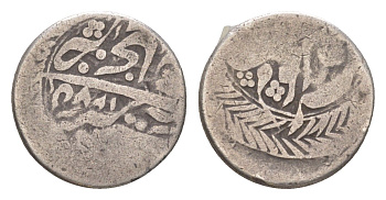 Бухарский эмират (Бухара) 1 таньга 1861 AH 1277, Музаффар (1860-1886) KM 70 серебро 603-125