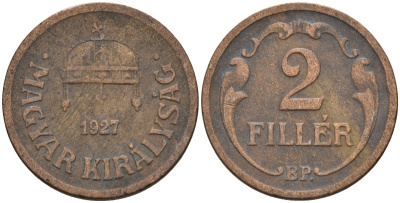 Венгрия 2 филлера 1927 BP KM 506 бронза 4115-1113