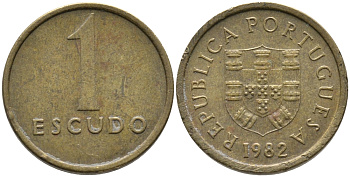 Португалия 1 эскудо 1982 KM 614 никель латунь 99-1154