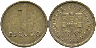 Португалия 1 эскудо 1982 KM 614 никель латунь 99-1154