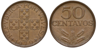 Португалия 50 сентаво 1979 KM 596 бронза 4548-1045