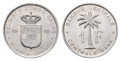 Руанда-Урунди 1 франк 1959 KM 4 алюминий UNC 1520-724