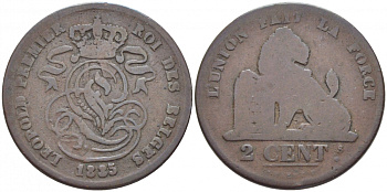 БЕЛЬГИЯ 2 САНТИМА 1835 BELGES KM 4.2 медь 4448-545