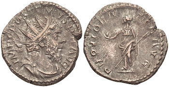 Римская Империя (императоры в Галлии) антониниан 260 - 269 Постум. IMP C POSTVMVS P F AVG / PROVIDENTIA AVG, Провиденция, держащая скипетр и сферу, Колония Агриппины, Good Very fine RIC 323 биллон 1073-13-32