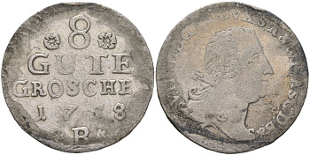 Ангальт-Цербст 8 грошей 1758 Фридрих Август (1743-1793) KM 41 серебро 4526-636