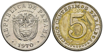 Панама 5 сентесимо 1970  KM 23.2 медно-никель    85-513