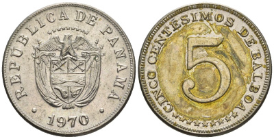 Панама 5 сентесимо 1970  KM 23.2 медно-никель    85-513