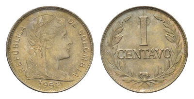 Колумбия 1 сентаво 1952 KM 275a сталь плакированная никелем UNC 4664-126
