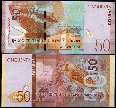 Сан-Томе и Принсипи 50 добра 2016 бабочка, карта, птица Pick 73 a  бумага  UNC (пресс) 448-165-2