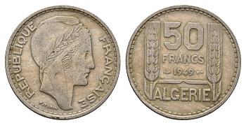 Алжир 50 франков 1949 год-тип KM 92 медно-никель 51-3713