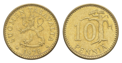 Финляндия 10 пенни 1978 KM 46 алюминиевая бронза 4647-338