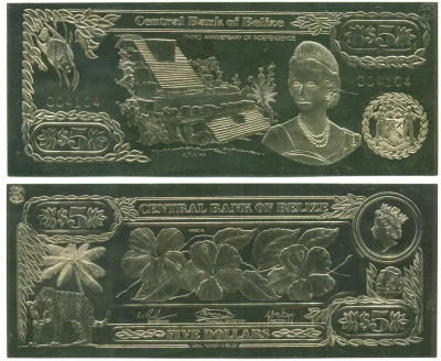 Белиз 5 долларов 1984 серия для коллекционеров, цветы золото, бумага UNC (пресс) 000-00-00