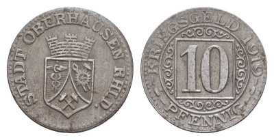 Оберхаузен 10 пфеннигов 1919 Funck 390.2, Men18 24387.2 железо 4659-349
