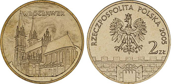Польша 2 злотых 2005 MW, серия исторические места Польши, Влоцлавек (Wloclawek) KM 529, Parchimowicz 960 латунь UNC 603-1041