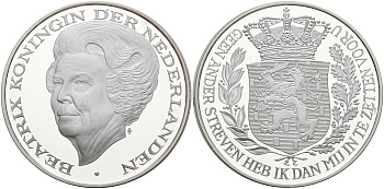 Нидерланды медаль ND королева Нидерландов Беатрикс  серебро  PROOF  00-00