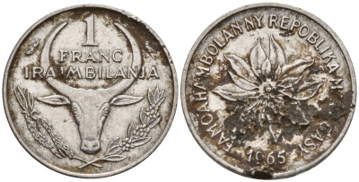 Мадагаскар 1 франк 1965 KM 8 сталь 4174-954