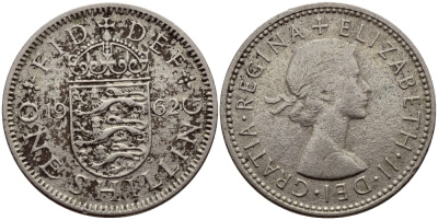 Великобритания 1 шиллинг 1962 Елизавета II (1952-2022), Английский герб KM 904, Spink 4147 медно-никель 75-1813