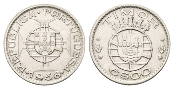 Португальский Тимор 6 эскудо 1958 год-тип KM 15 серебро 4671-816