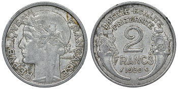Франция 2 франка 1959 KM 886а.1, Le Franc 269.19 алюминий 4123-415