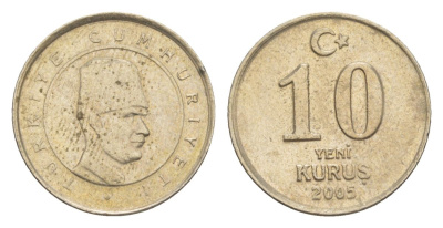 Турция 10 курушей 2005 KM 1166 медь никель цинк 4632-257