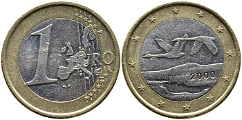 ФИНЛЯНДИЯ 1 ЕВРО 2000 KM 104 биметалл 4390-1227