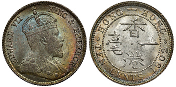 Гонконг 10 центов 1902 Эдуард VII (1901-1910) KM 13 серебро UNC 91-935