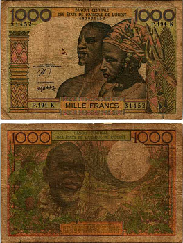 Валютный Союз Стран Западной Африки, Сенегал 1000 франков 1959-1965 ПОДПИСЬ 12 Pick 703Кn бумага 8606-39-1-1