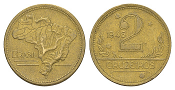 Бразилия 2 крузейро 1946 KM 559 алюминиевая бронза 4654-722