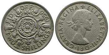 Великобритания 2 шиллинга (флорин) 1956 Елизавета II (1952-2022) KM 906, Spink 4146 медно-никель 4382-111