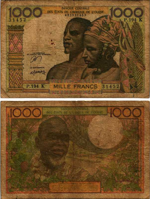 Валютный Союз Стран Западной Африки, Сенегал 1000 франков 1959-1965 ПОДПИСЬ 12 Pick 703Кn бумага 8606-39-1-1
