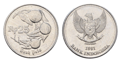 Индонезия 25 рупия 1991 KM 55 алюминий UNC 4649-1135