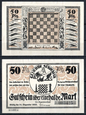 Штрёбек (Пруссия, Саксония) 50 пфеннигов 1921 Mehl Grabowski 1285.2-2/3 бумага UNC (пресс) 7556-61-2-2