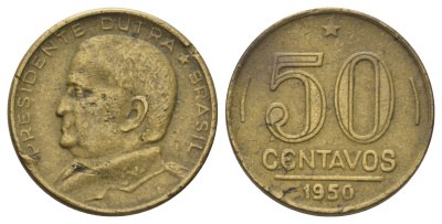 Бразилия 50 сентаво 1950 KM 563 алюминиевая бронза 4539-154