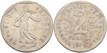 Франция 2 франка 1979 KM 942.1 никель 63-254