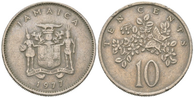Ямайка 10 центов 1977 бабочка KM 47 медно-никель 4619-533