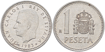 ИСПАНИЯ 1 ПЕСЕТА 1983 ХУАН КАРЛОС I ( 1975-) KM 821 алюминий 216-624