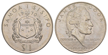 Самоа 1 тала 1970 200 лет путешествиям капитана Кука KM 9 медно-никель BU 4125-423