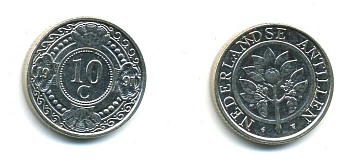 Нидерландские Антилы 10 центов 1991 Беатрикс (1980-2013) KM 34 никелированная сталь 46-1157