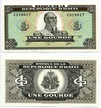 Гаити 1 гурд 1989 Франсуа-Доминик Туссен Овертур (20 мая 1743 - 8 апреля 1803), USBC Pick 253а бумага UNC (пресс) 2197-24-3-2