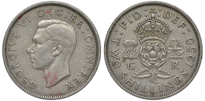 Великобритания 2 шиллинга (флорин) 1950 Георг VI (1936-1952) KM 878, Spink 4107 медно-никель 4123-915